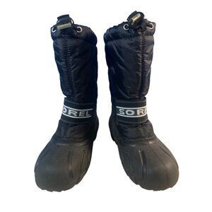 SOREL Youth Size 1 Flurry Winter Snow Boots Black Kids Boys